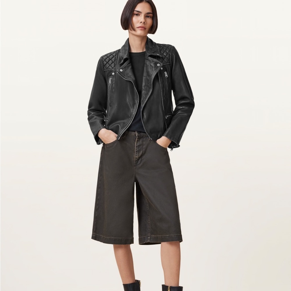 All Saints Women's Black Leather Biker Jacket US 6 EU 38 UK 10